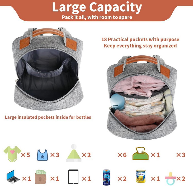 BILLITON MASHI Diaper Bag Backpack Large Capacity