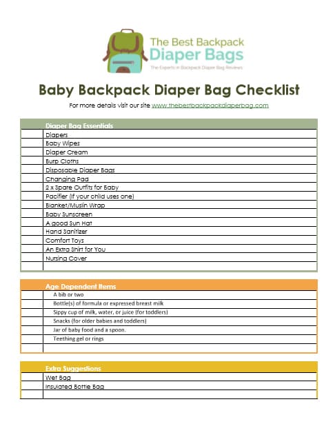 What's in my Diaper Bag 2017 - Printable Diaper Bags Checklist
